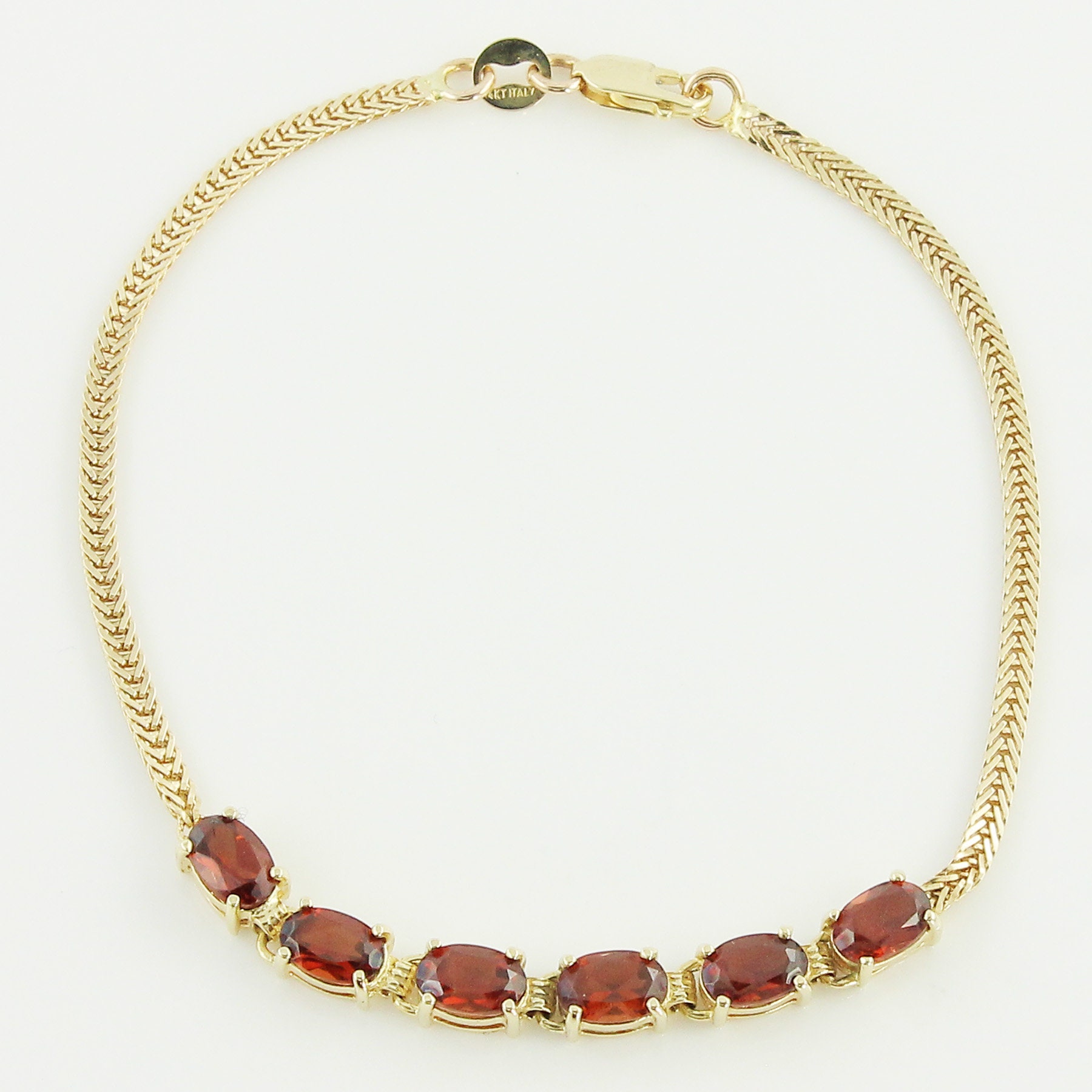 14K Rhodolite Bracelet 14K Yellow Gold Ladies Foxtail Chain 3