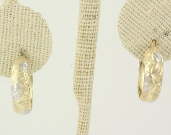 Vintage 14K Yellow White Rose Gold Hoop Earrings, Vintage 14K Tri-Color Hoop Earrings, Solid 14K Gold Diamond Cut Hoops, Vintage Jewelry