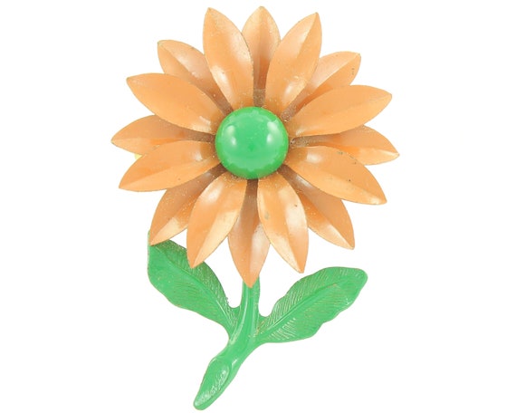 Vintage Enamel Flower Ring and Brooch Pin in Brow… - image 3