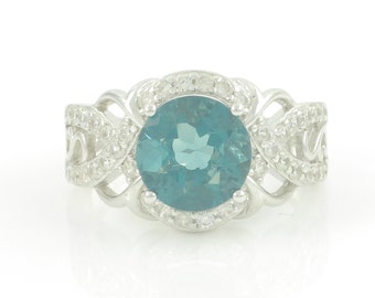 Vintage 925 Silver Filigree Blue White Topaz Ring, Vintage 925 Sterling Blue Topaz Ring, Size 7.25 WSJ 925 Blue Topaz Ring,Vintage Jewelry