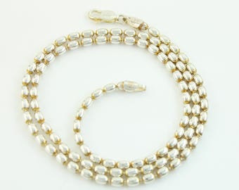 Vintage Sterling Silver 20" Oval Ball Chain, 1990s 925 Sterling Silver Italian Necklace, Italy 925 Silver 20" Chain 15.5g, Vintage Jewelry