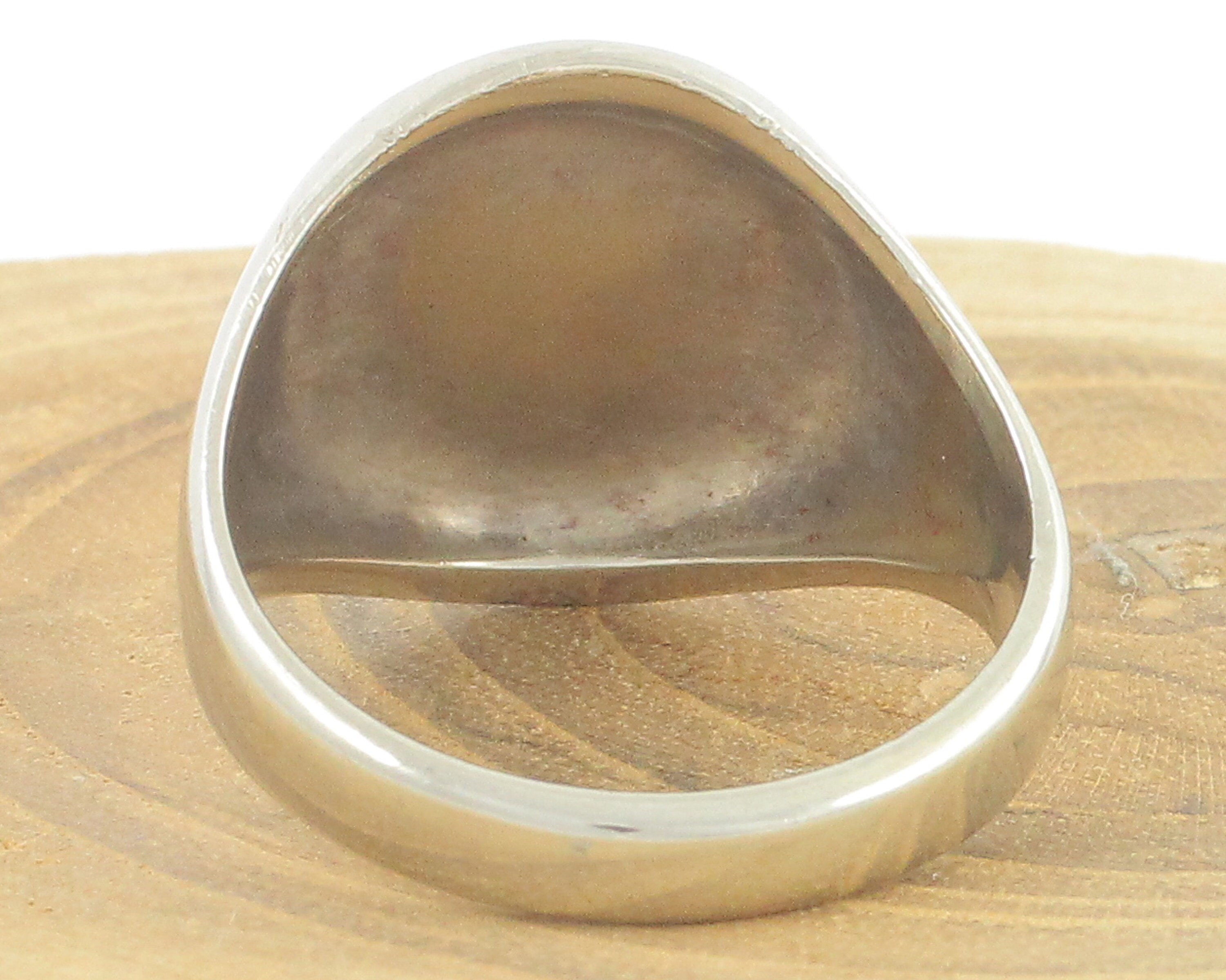 10K White Gold Mens Ring 10K Oval Plain to Engrave Personalize