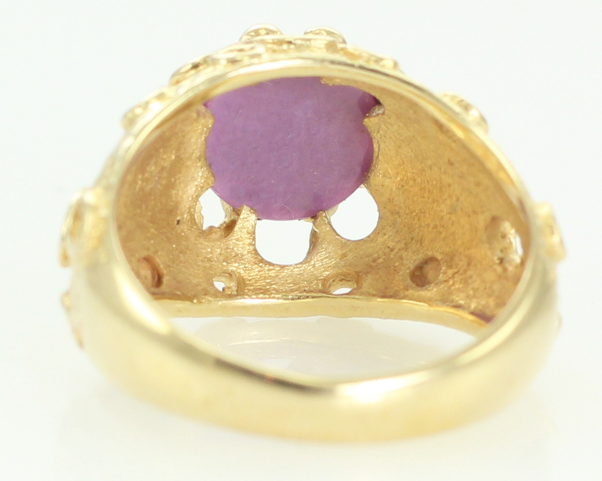 Mid Century Modern 14K Dome Ring with Linde Star Ruby MCM Jewelry