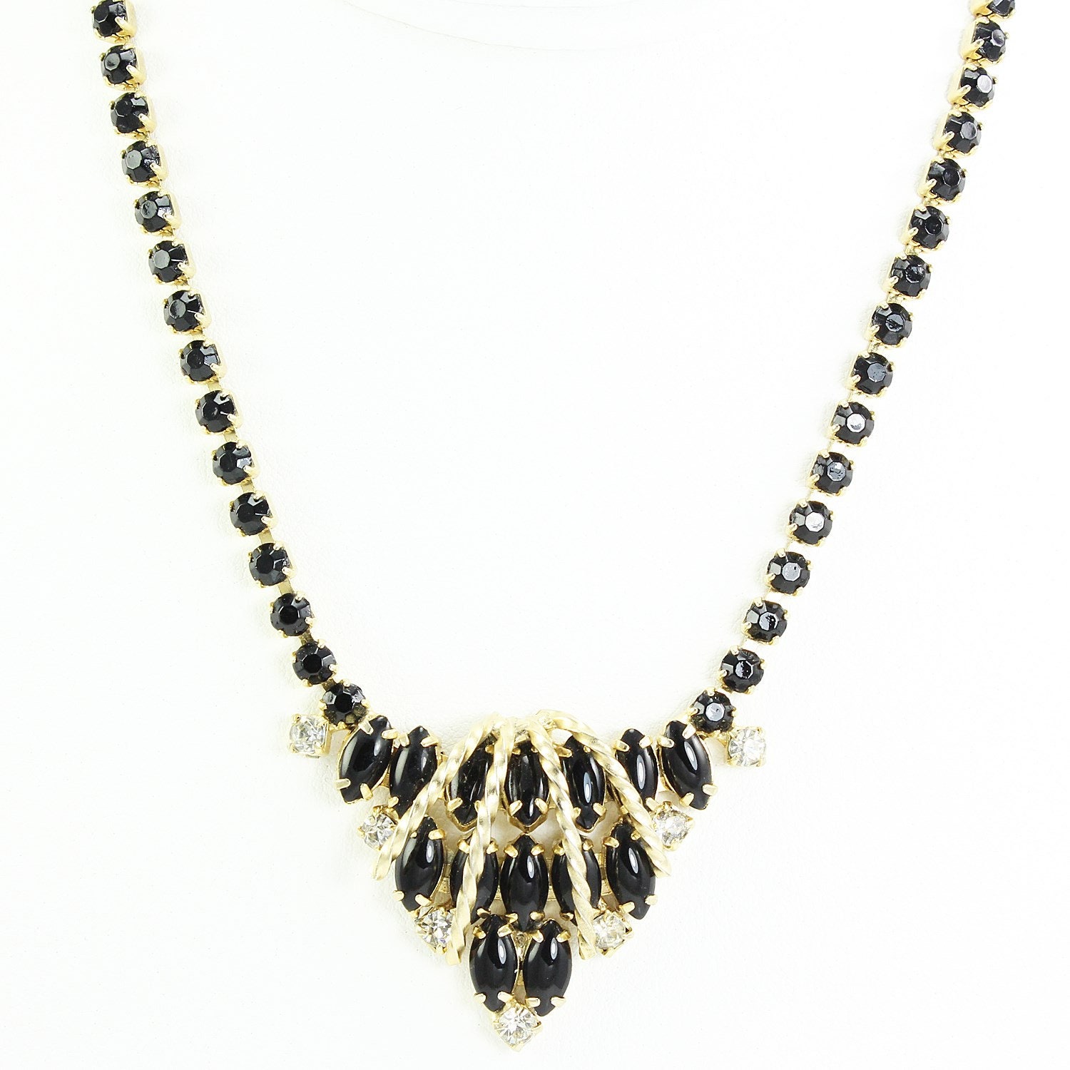 Creations Georgianni Jewelry | Black Diamond & Clear Crystal Statement  Necklace