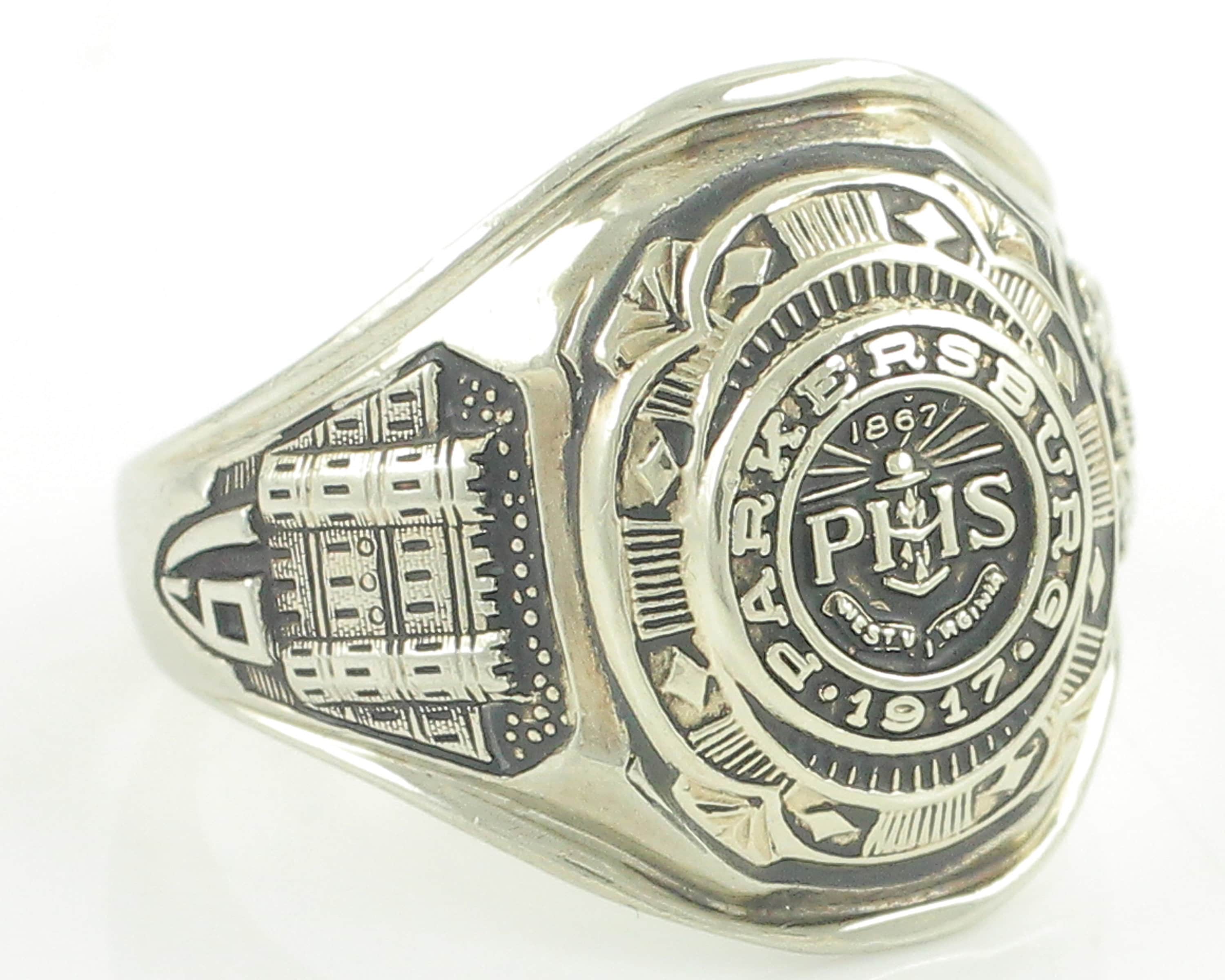 White Gold Class Ring 1966 Parkersburg High School 10K White