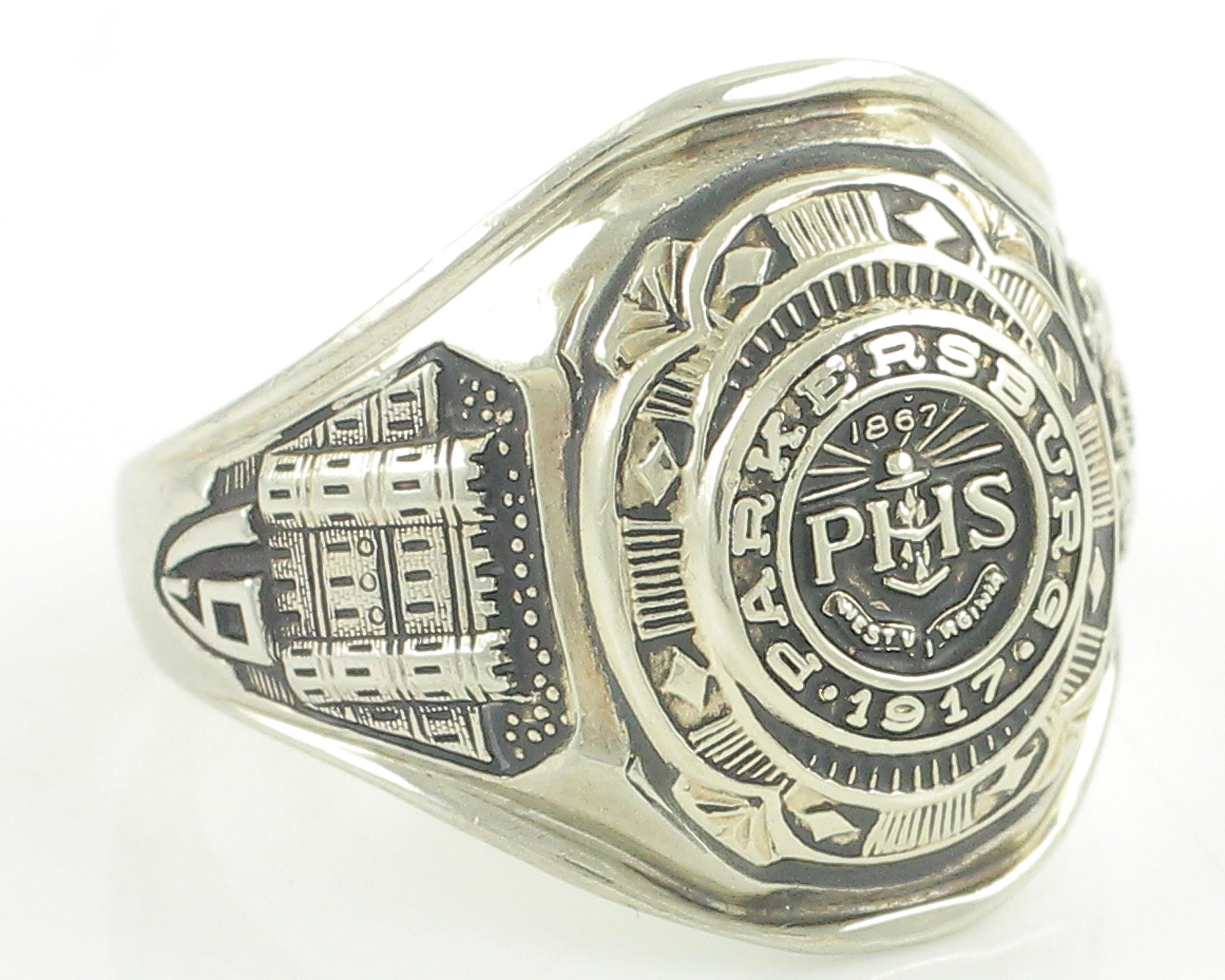 White Gold Class Ring 1966 Parkersburg High School 10K White Gold 