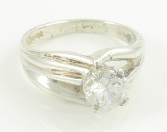 Diamonique CZ 925 Silver Ring, Diamonique Cubic Zirconia, Vintage Sterling CZ Ring, Size 5.5 925 CZ Ring, Vintage Jewelry, Estate Jewelry