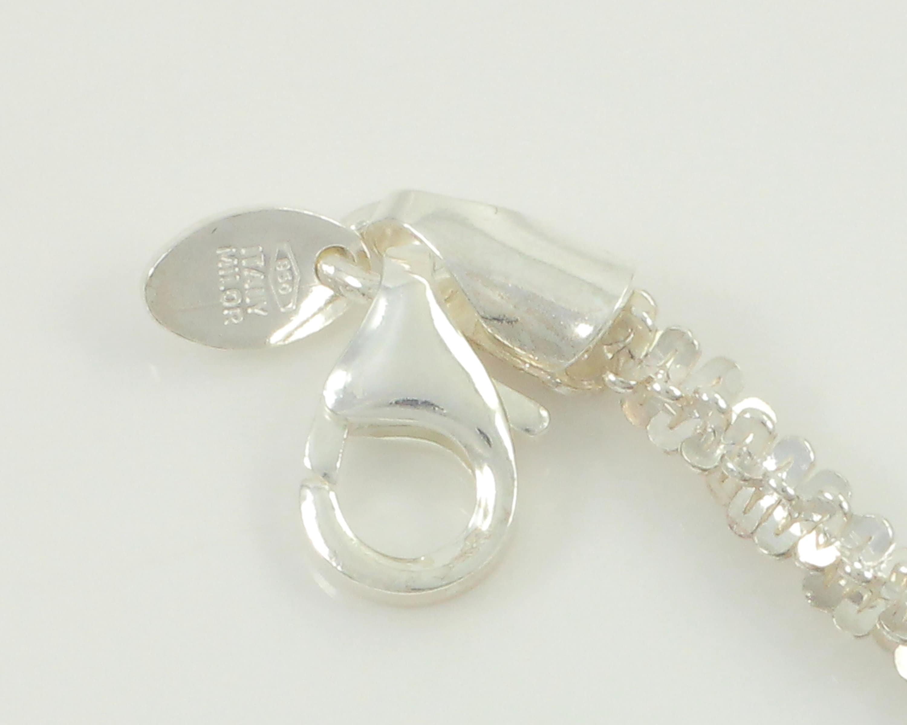 Vintage 950 Silver 24 Inch Tinsel Chain, 1980s Heavy Silver Tinsel