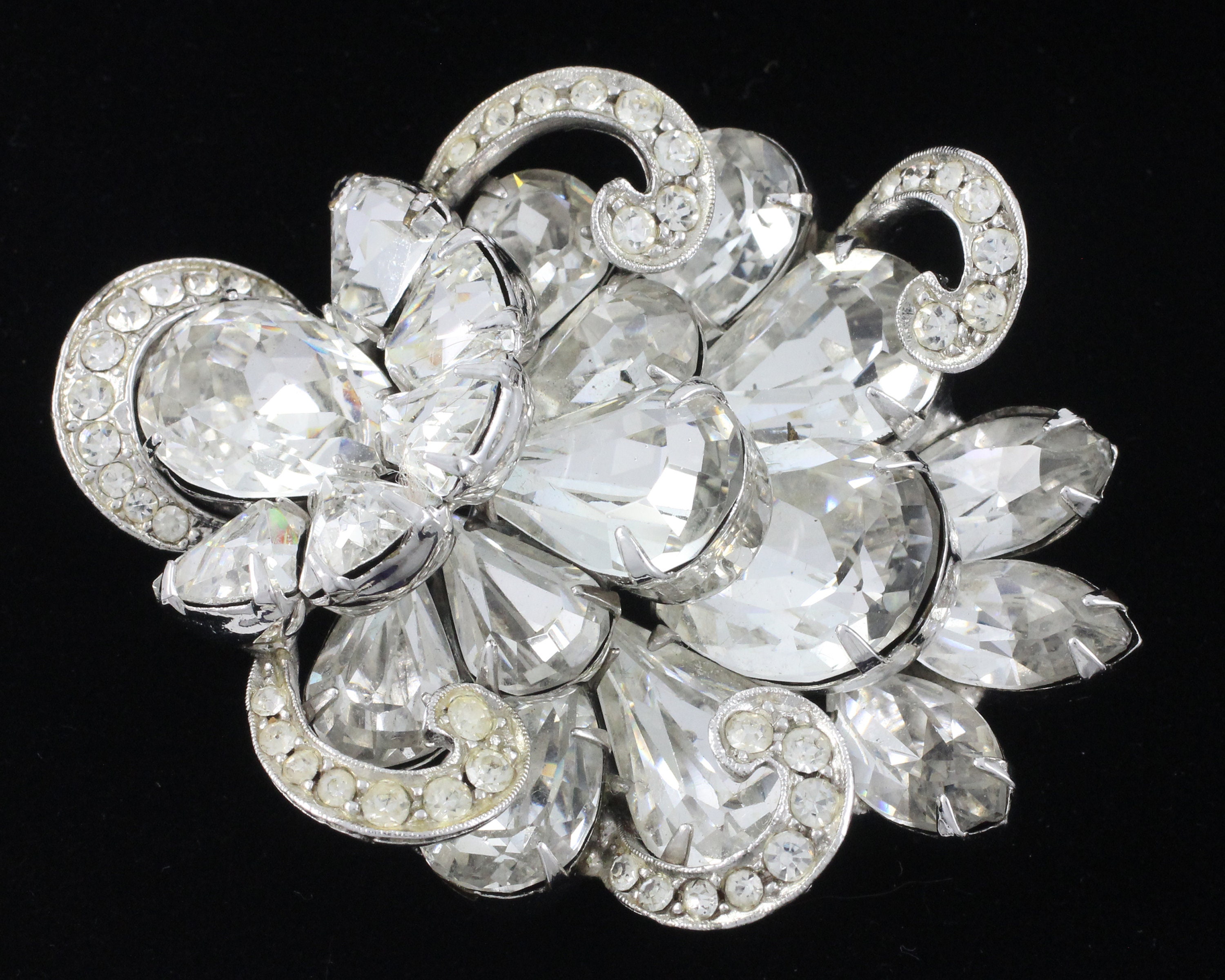 Vintage Weiss Rhinestone Brooch, Vintage Weiss Rhodium Vintage Weiss Rhinestone Brooch, Vintage Weiss Rhodium