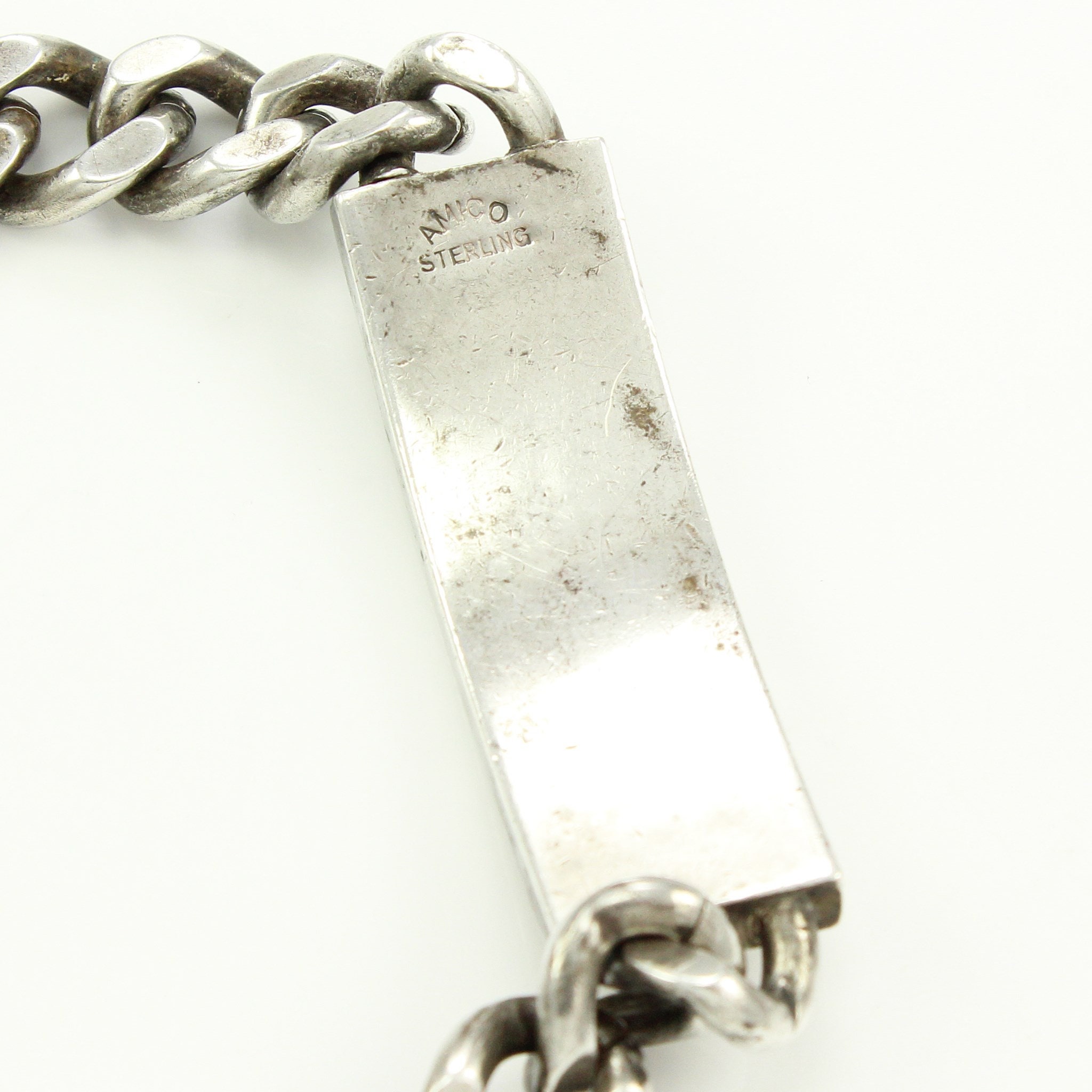 Vintage WWII Era Sterling Silver ID Bracelet, Engraved 925 Vintage WWII Era Sterling Silver ID Bracelet, Engraved 925