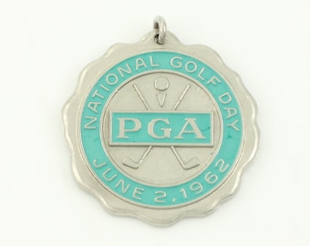 Vintage PGA National Golf Day 1962 Jerry Barber vs Gene Littler Charm, Professional Gold Association Pendant, PGA Charm, Vintage Jewelry