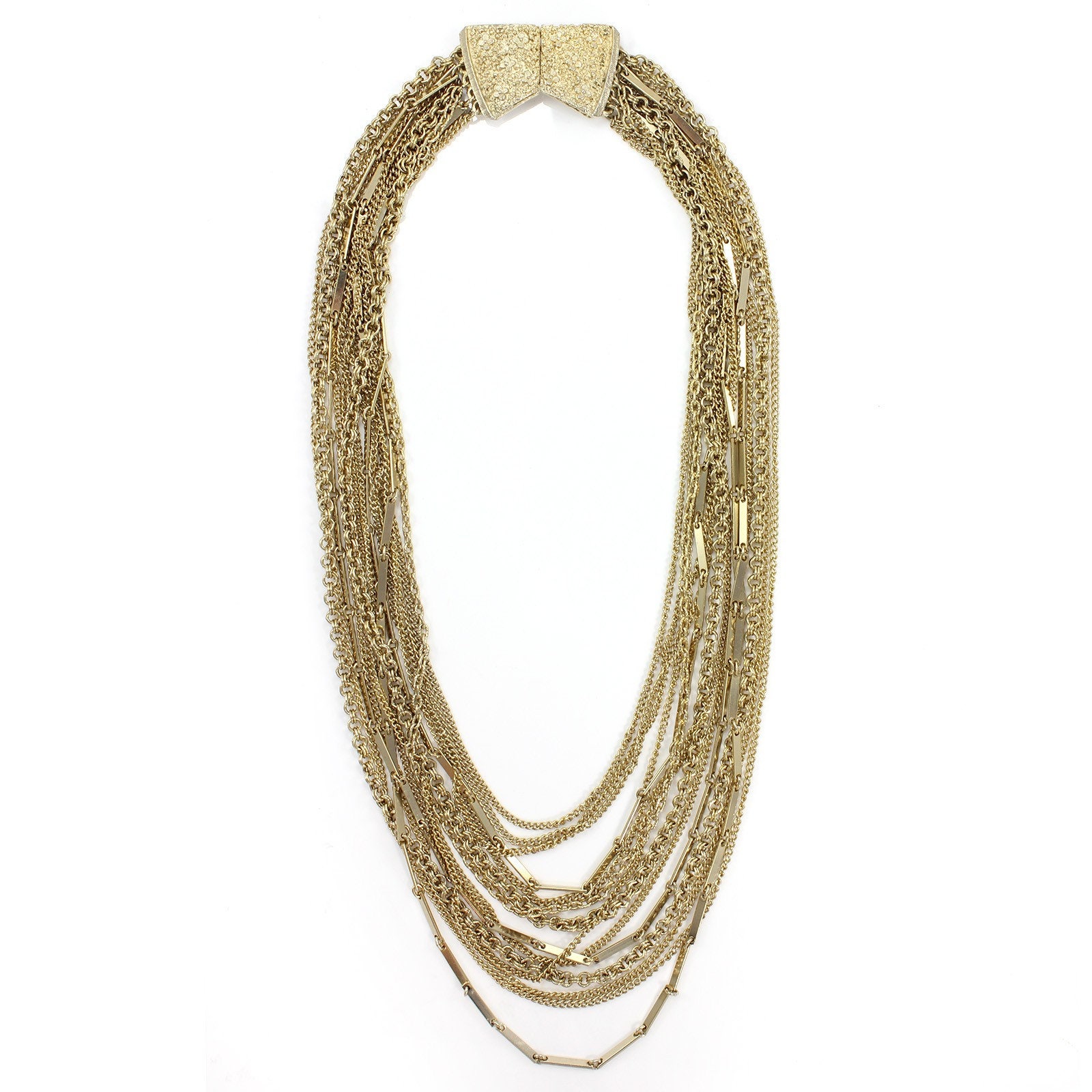 Vintage Gold Toned Multi Strand Necklace 