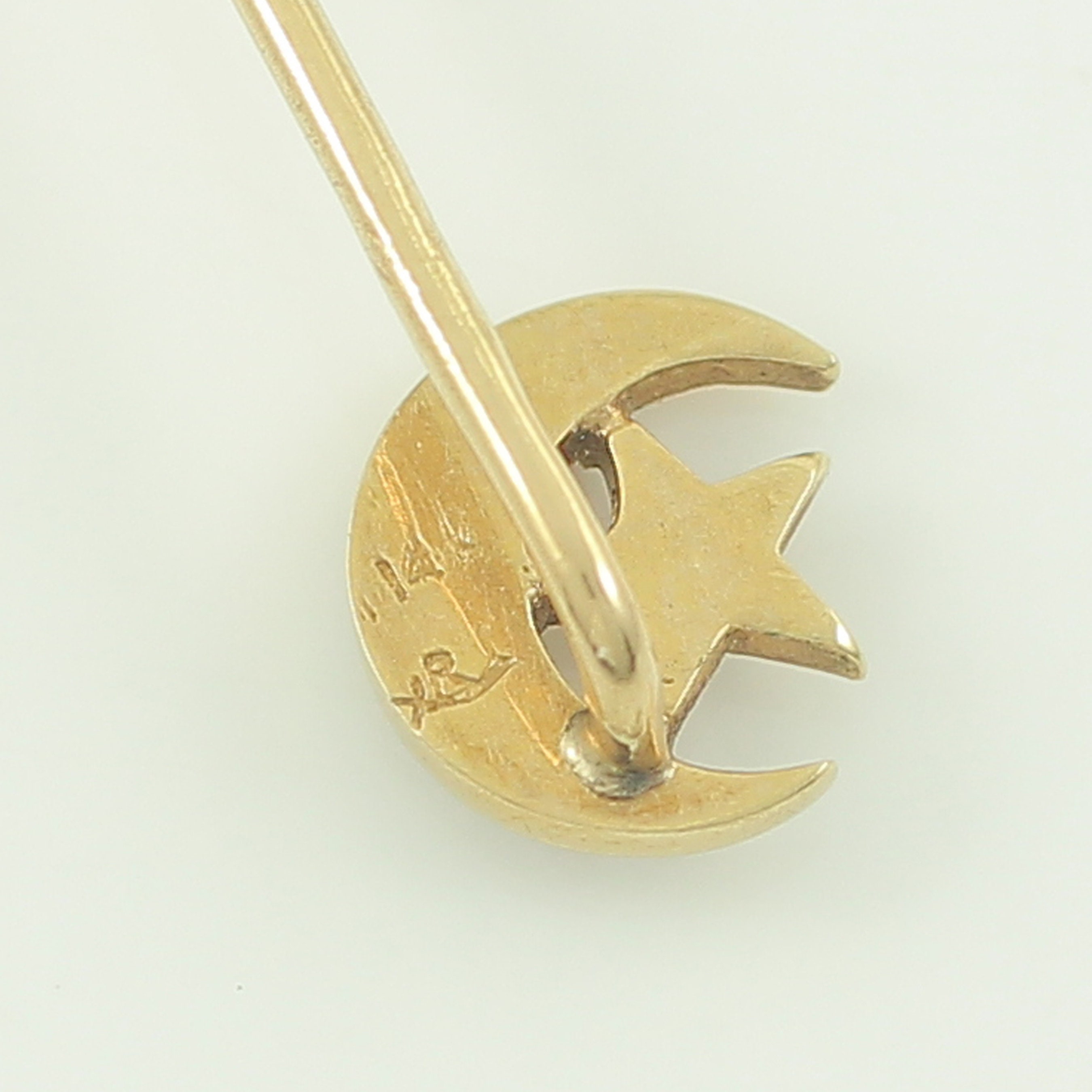Crescent Hawk Pin Antique Crescent Moon Star Pearl Stick Pin, Edwardian 14K Moon Star ...