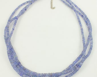 Vintage Iolite Bead Three Strand Necklace, Sterling Faceted Iolite Beaded Necklace, Y2K 925 Blue Iolite Bead Necklace, Vintage Jewelry