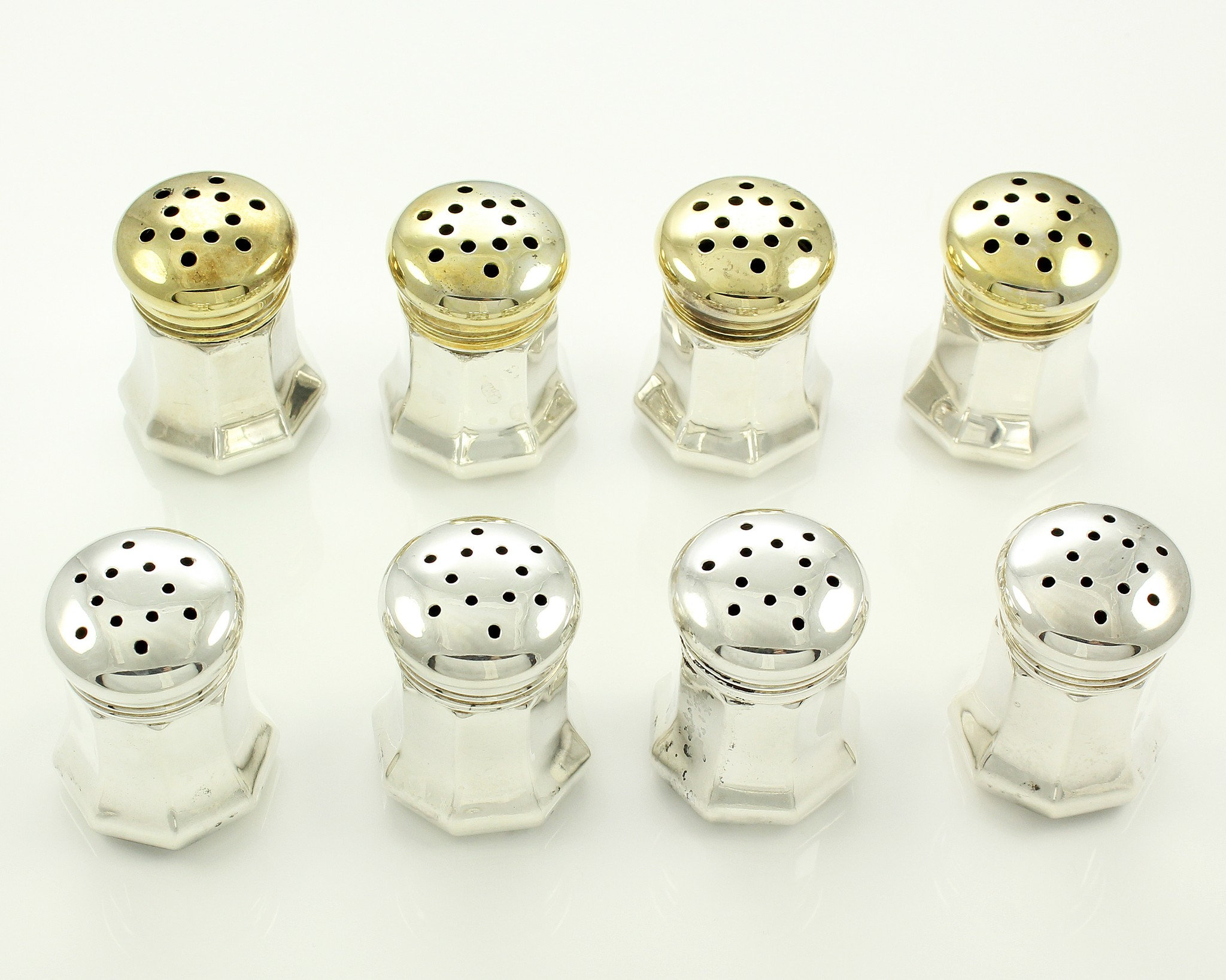 Vintage Cartier Sterling Silver Individual Salt and Pepper Shakers Set