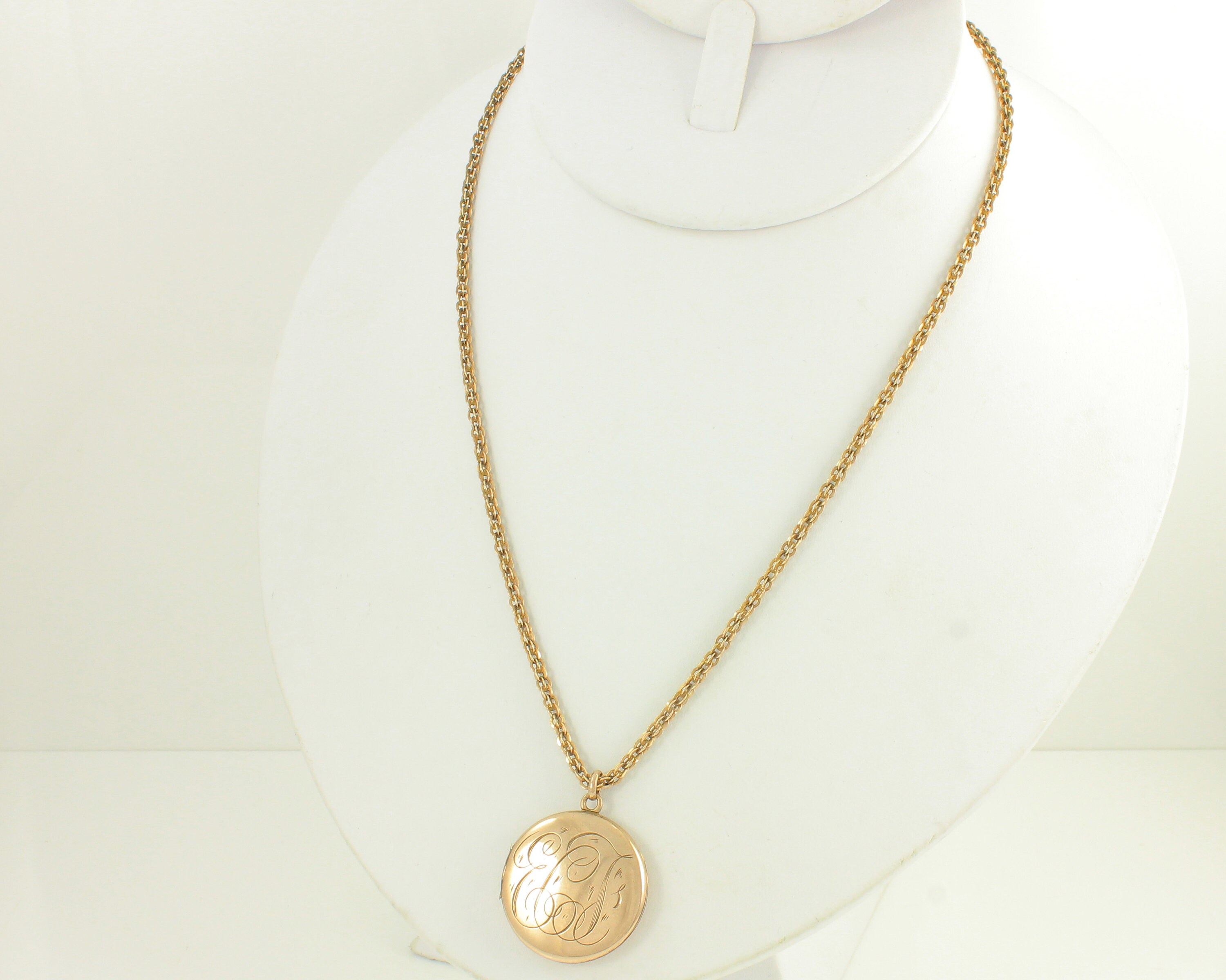 Necklace-Engraved Round Monogram Locket – The Present Event