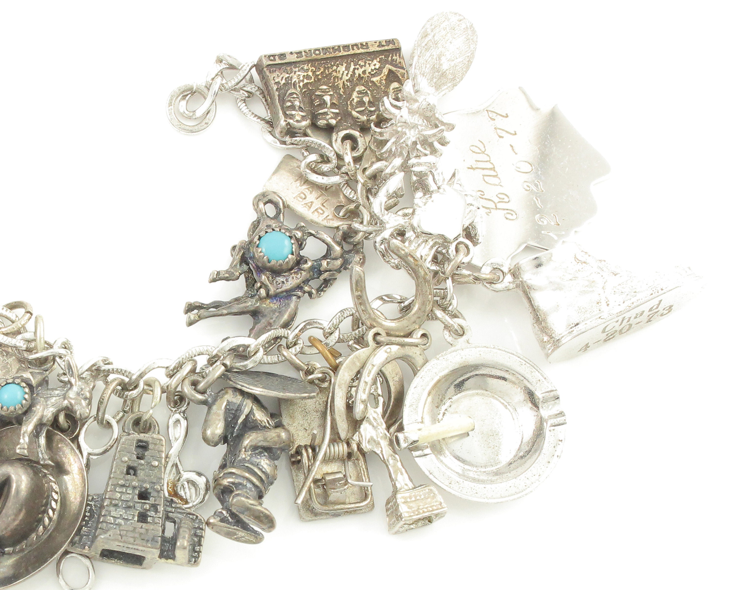 Vintage Charm Bracelet with Movable Charms