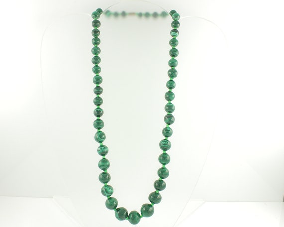 Pendentif Vintage En Malachite Jasée - Années 1950 - Bijou Ancien Occasion