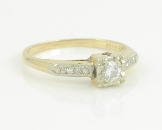 Vintage 14K Diamond Engagement Ring, .17 CT Diamo… - image 6