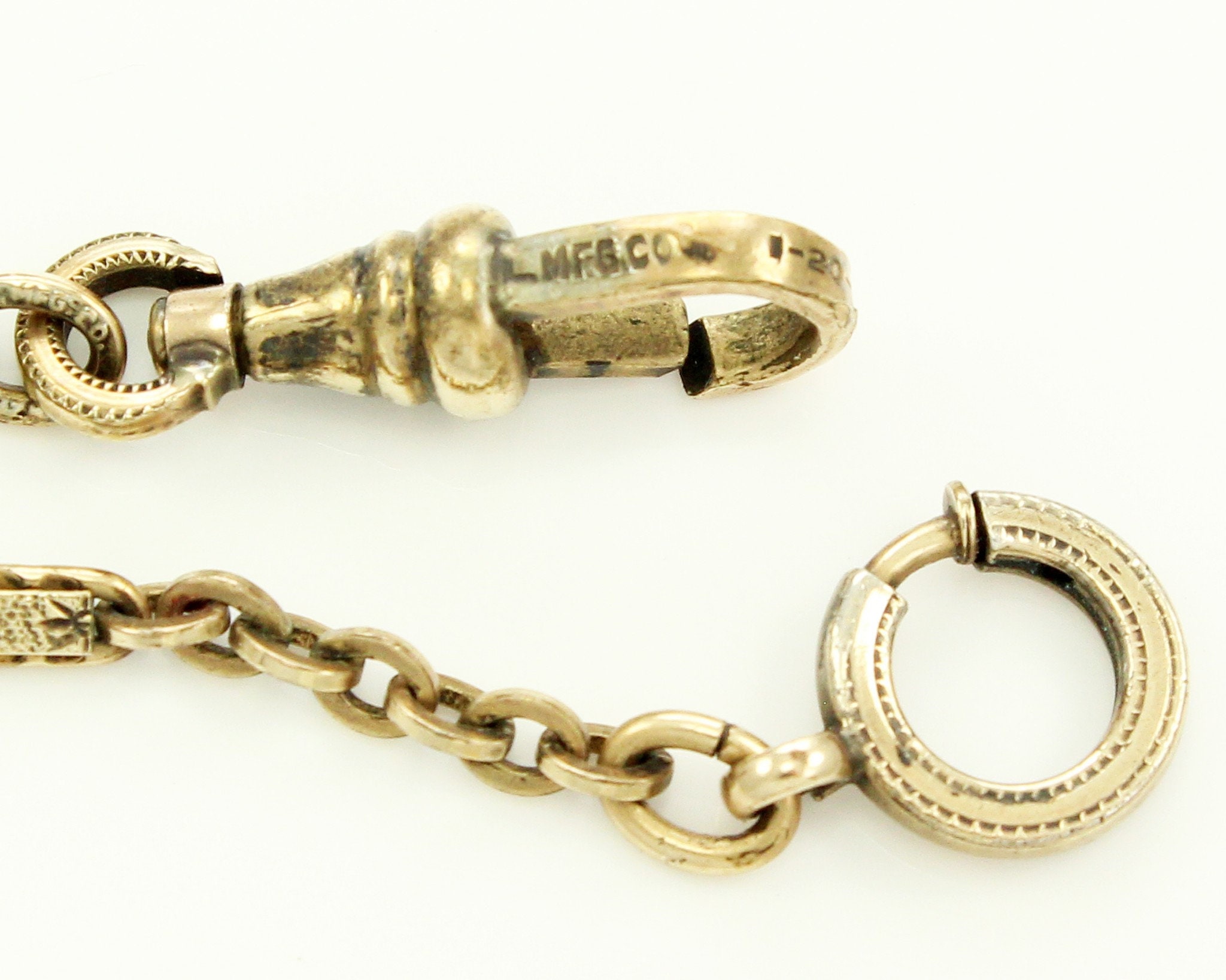 Art Deco 12K Gold Filled Fancy Link Watch Chain LMFGCO Antique Pocket