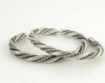 Vintage Southwestern Sterling Twist Cuff Bracelet Pair, Sterling Silver Stack Cuff Bracelets, Pair 6.25 in 925 Silver Cuffs, Vintage Jewelry