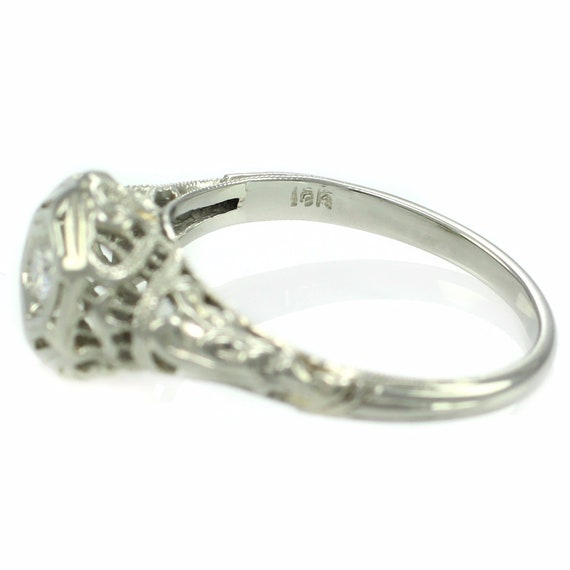 Vintage Engagement Ring, Vintage Art Deco 14K Whi… - image 4