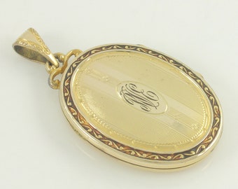 Vintage 12K Gold Filled Oval Locket, Hayward Engraved 12K GF Oval Locket Pendant, 1940s Large Oval 12K GF Striped Locket, Vintage Jewelry
