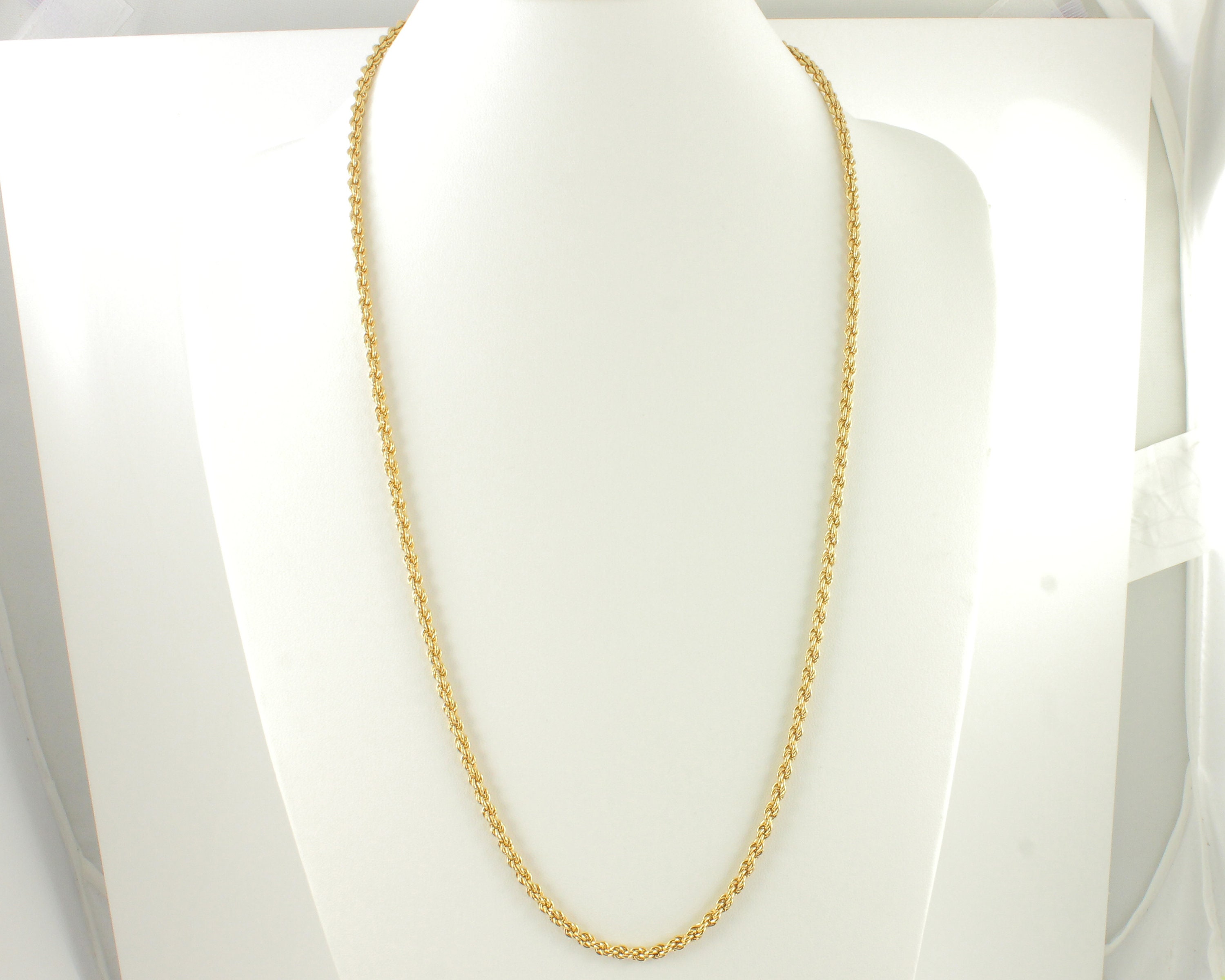 Vintage Heavy Gold Tone Monet Double Strand Chain Link and Twist Necklace -  L138cm - Sourced USA - Becker Minty