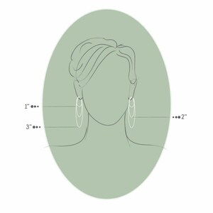 Peut inclure: Un dessin au trait d'une personne portant des cr&eacute;oles. Les boucles d'oreilles sont pr&eacute;sent&eacute;es en trois tailles diff&eacute;rentes&nbsp;: 2,5&nbsp;cm, 5&nbsp;cm et 7,5&nbsp;cm.