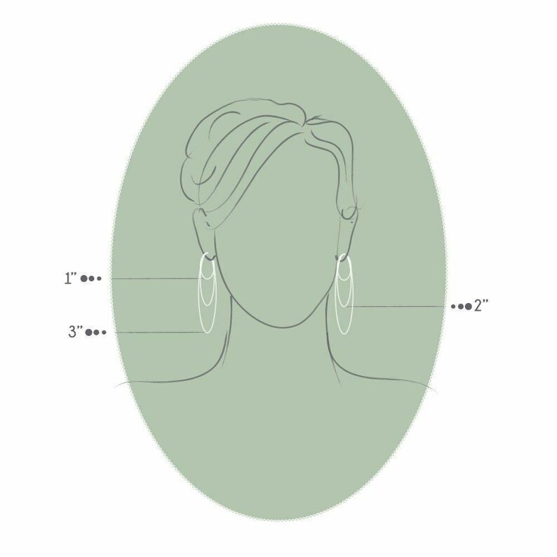 Peut inclure: Un dessin au trait d'une personne portant des cr&eacute;oles. Les boucles d'oreilles sont pr&eacute;sent&eacute;es en trois tailles diff&eacute;rentes&nbsp;: 2,5&nbsp;cm, 5&nbsp;cm et 7,5&nbsp;cm.