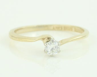 Vintage .22 CT Diamond Solitaire Engagement Ring, 14K Round Brilliant Diamond Bypass Ring, Diamond Engagement Ring Size 7, Vintage Jewelry