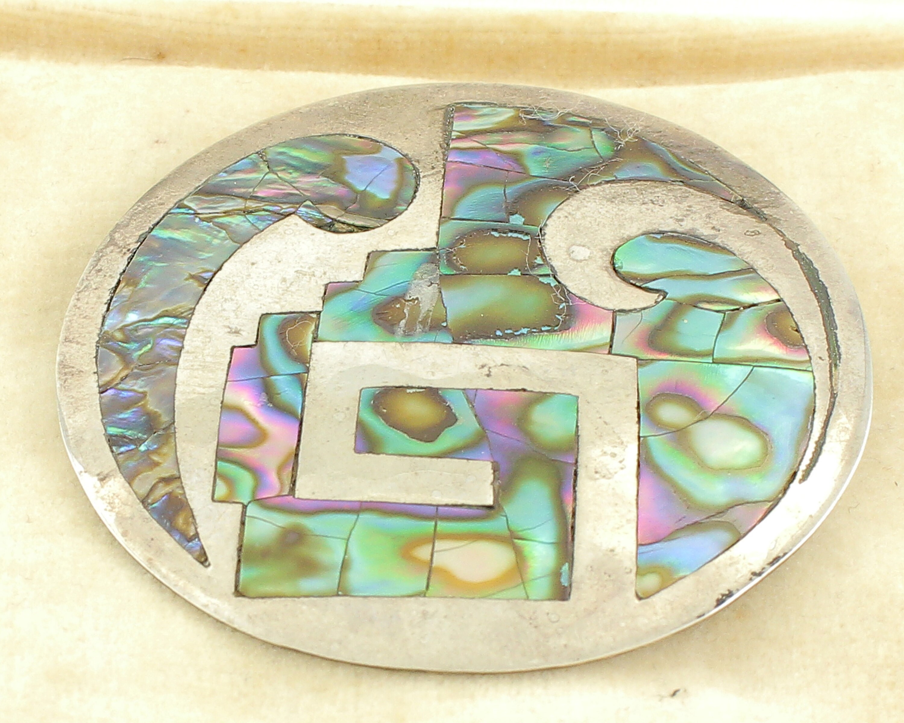 Signed Mid ~ Century Handmade Sterling and Abalone Roadrunner Pin Mexican