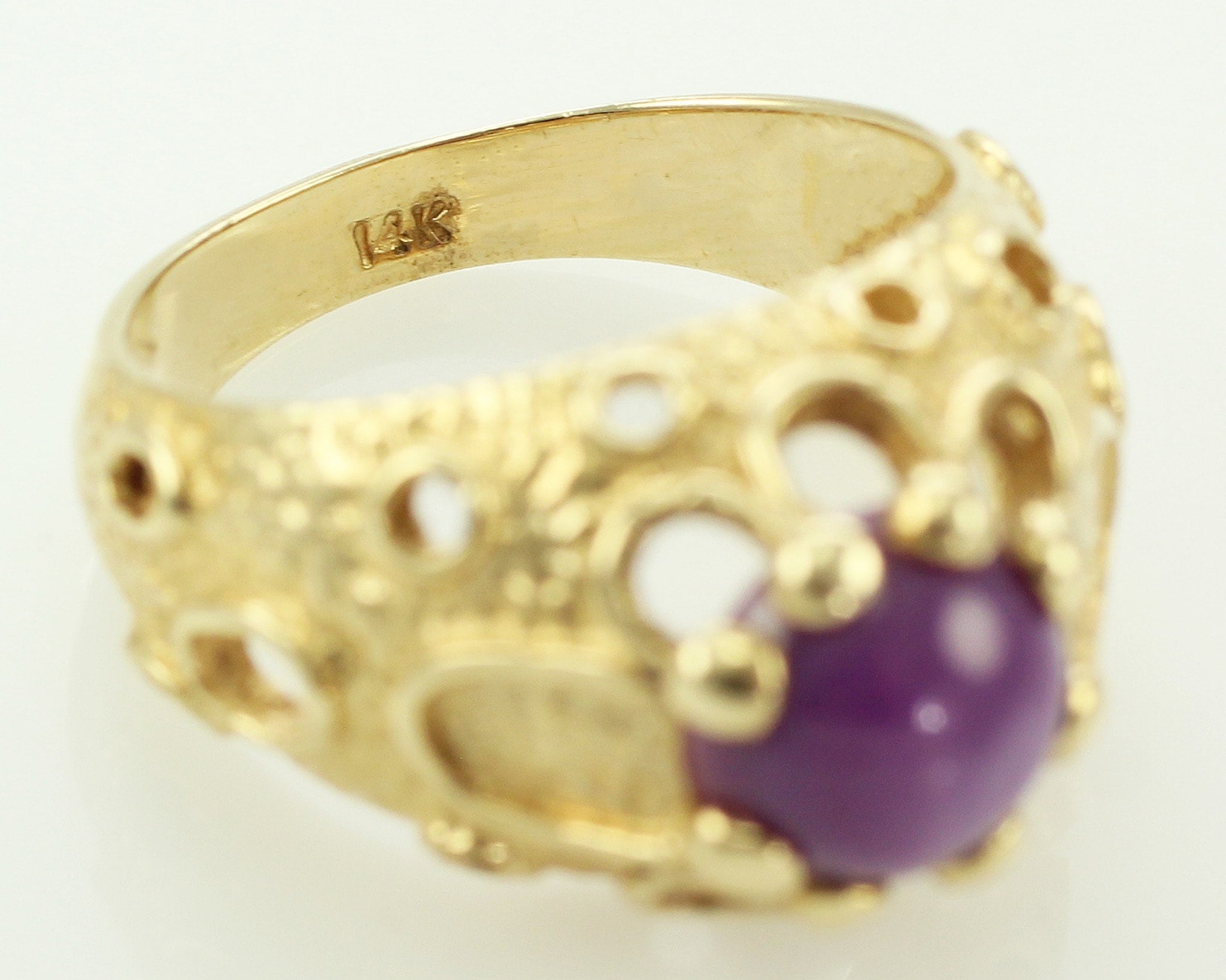 Mid Century Modern 14K Dome Ring with Linde Star Ruby MCM Jewelry