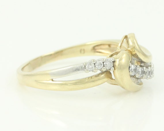 Vintage 10K Diamond Heart Bypass Ring, Vintage Di… - image 4