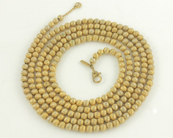 Vintage Monet Gold Tone Beaded Necklace, 1970s Ri… - image 1