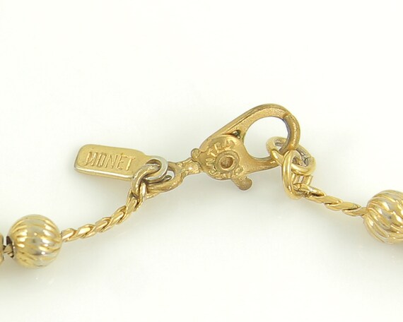 Vintage Monet Gold Tone Beaded Necklace, 1970s Ri… - image 5