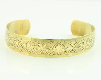 Danecraft Sterling Vermeil Cuff Bracelet, Embossed Floral 925 Cuff, 1940s Danecraft, 10K Silver Bracelet, Vintage Danecraft, Vintage Jewelry