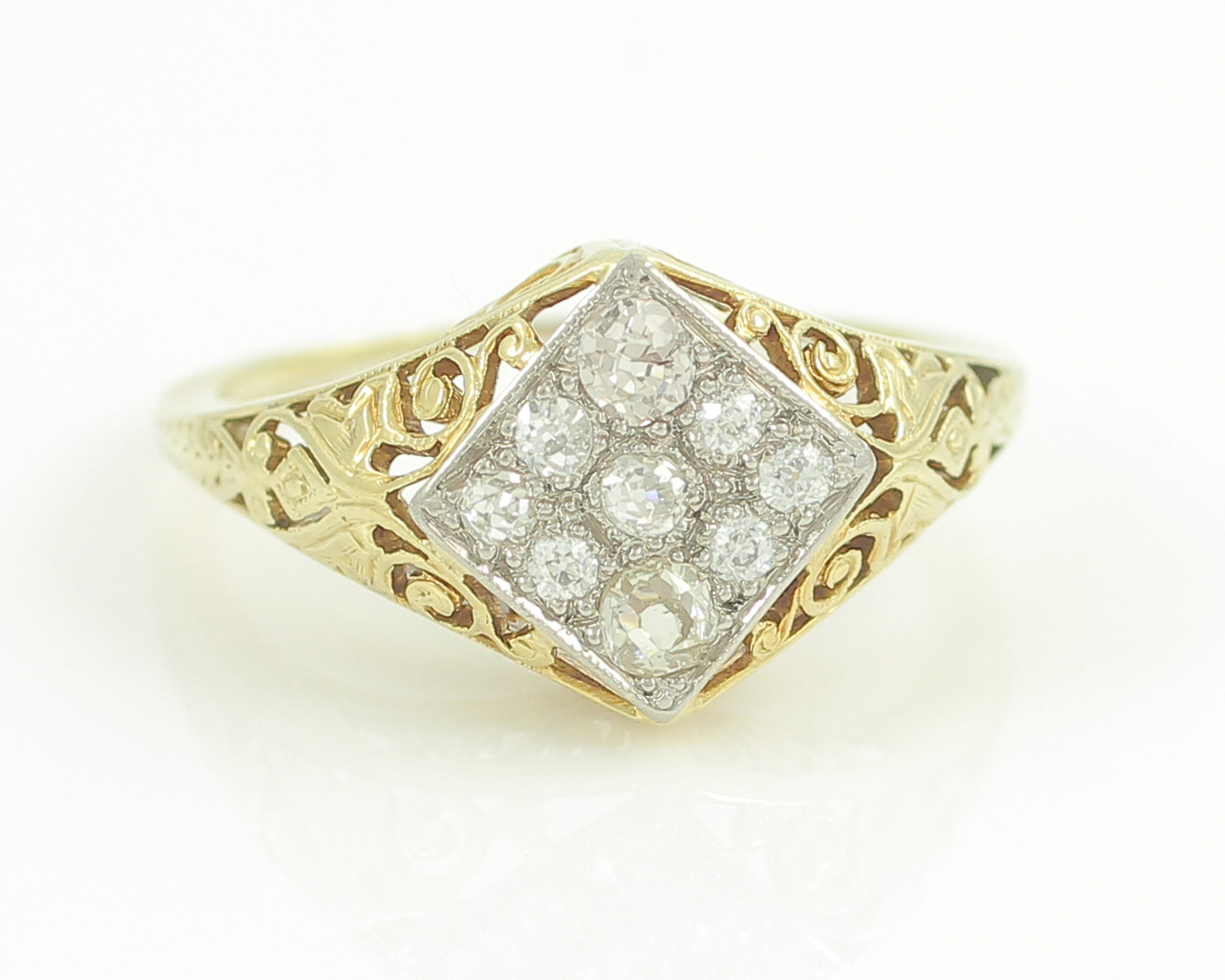 Vienna' Natural Diamonds Gold Flower Engagement Ring