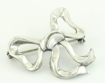 Vintage Lang Sterling Bow Brooch, Sweet 925 Sterling Silver Bow Pin, 1950s Lang Silver Bow Brooch, Vintage Coquette Bow Pin, Vintage Jewelry