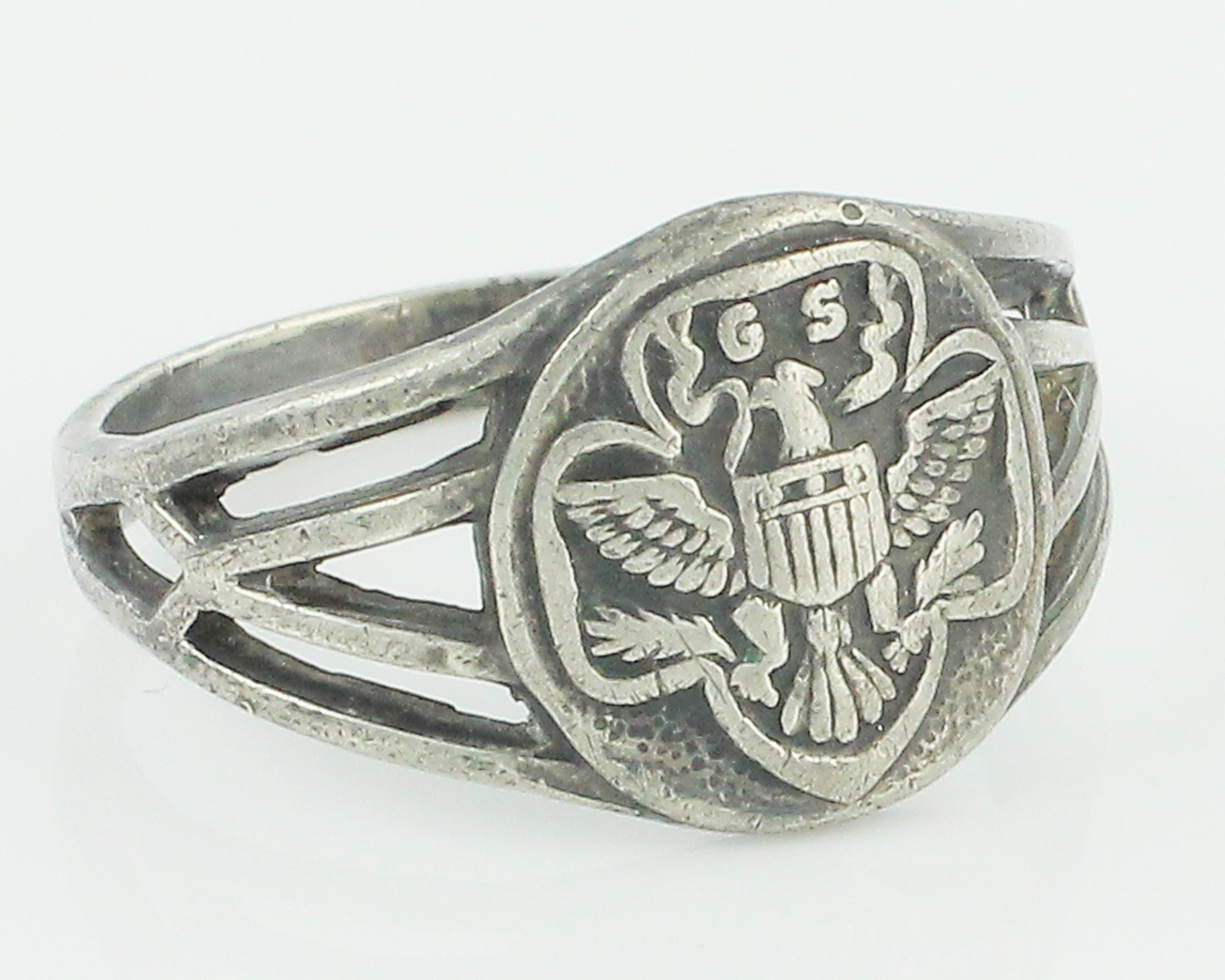 Silver Girl Scout Ring Art Deco Sterling Silver Scouting Trefoil Ring