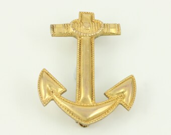 Vintage 10K Gold Filled Nautical Anchor Brooch, WWII Era 10K GF Anchor Pin, Vintage Hilborn-Hamburger Anchor Pin, Vintage Jewelry