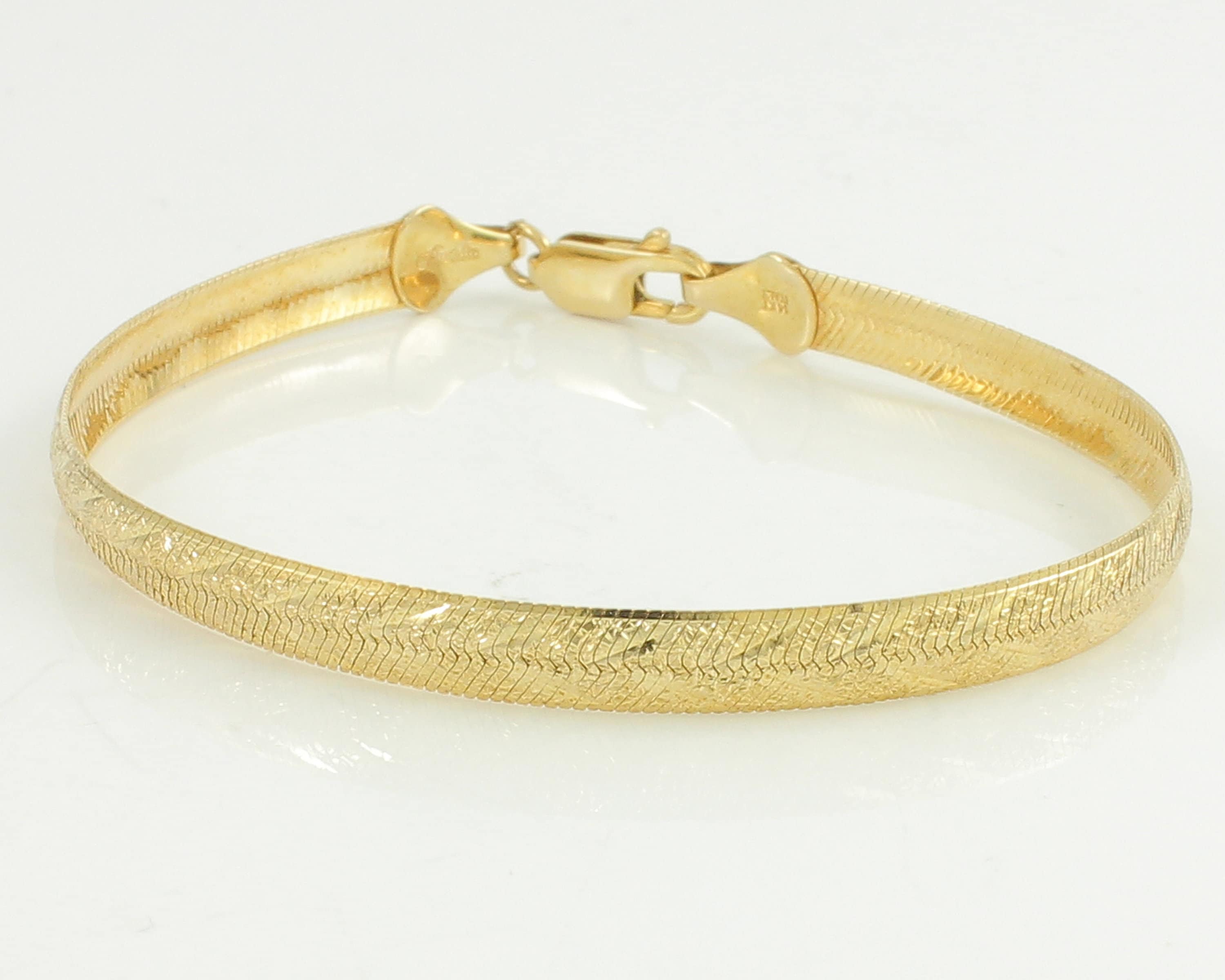 Vintage 14k Domed Herringbone Bracelet 14K Aurafin Ute Soft Bangles vintage-14k-domed-herringbone-bracelet-14k-aurafin-ute-soft-bangles