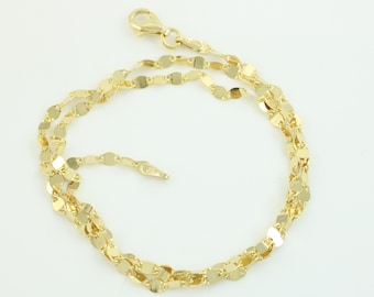 Vintage Sterling Silver Vermeil Sparkly Necklace, 14K Gold on 925 Silver 18" Chain Italy, 925 Vermeil Necklace, 925 Chain, Vintage Jewelry