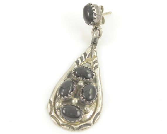 Vintage Southwestern Black Onyx Sterling Dangle E… - image 5