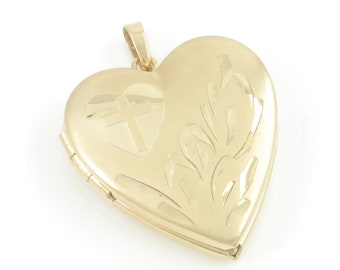 Vintage 14K Gold Filled Heart Cross Locket Pendant, Tru-Kay Faith Heart Locket 14K GF,  14KGF Heart Locket Necklace Pendant, Vintage Jewelry