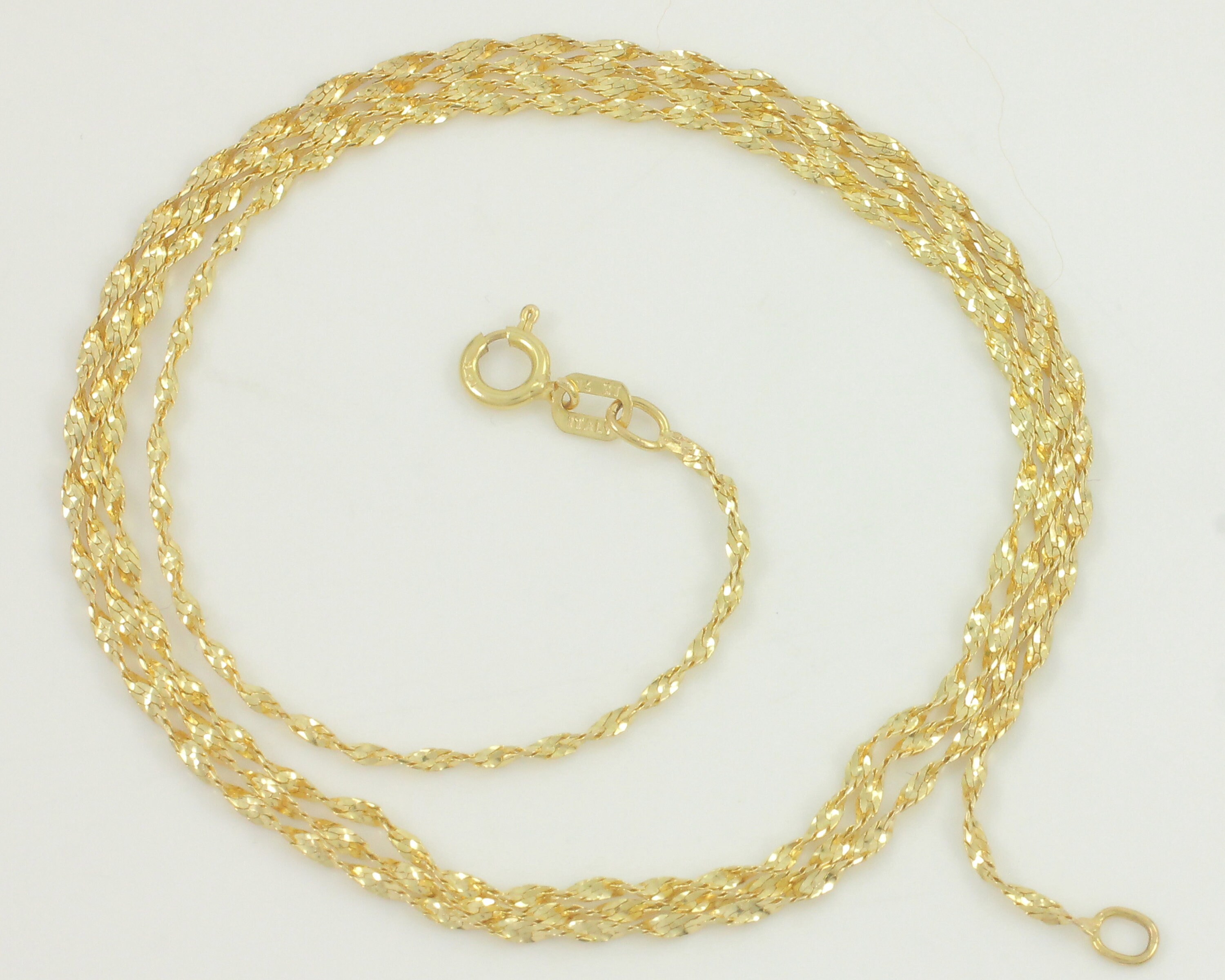Vintage 14K Twisted Herringbone Chain Necklace, Vintage 14K Twisted
