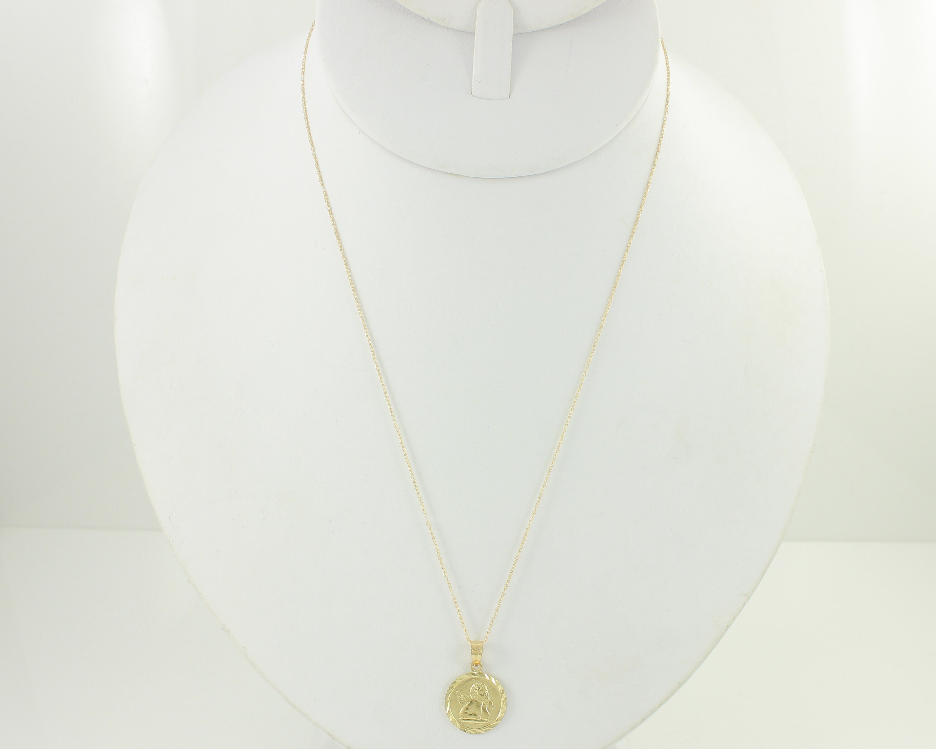 Vintage 14K Dainty Guardian Angel Necklace, Vintage 14K Spanish Prayer