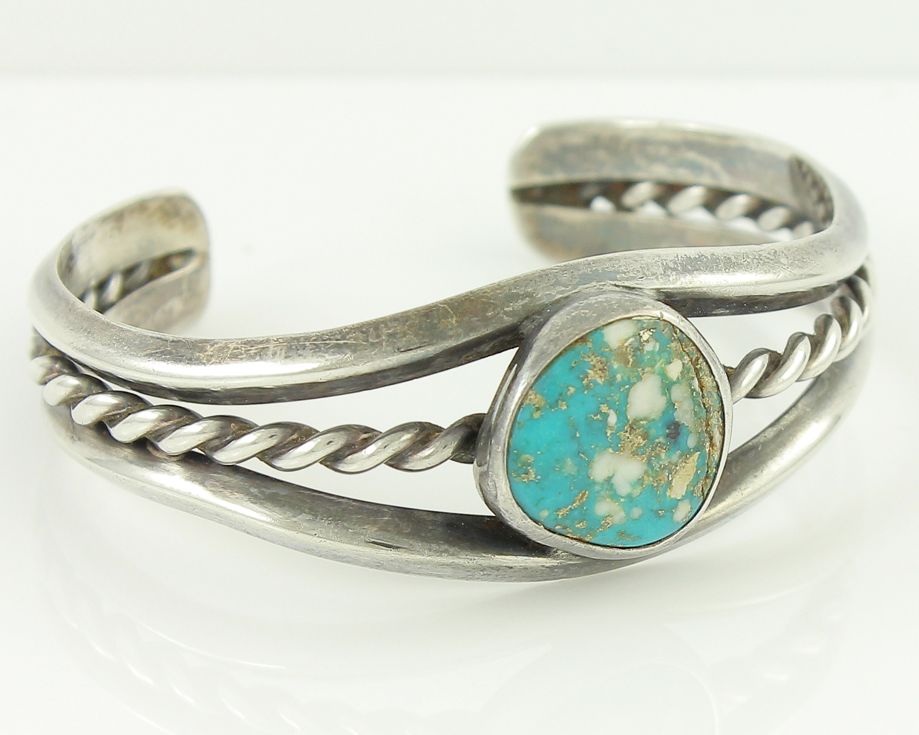 Turquoise In The Clouds Vintage Native American Navajo Cerrillos Sterling Silver Bracelet Turquoise In The Clouds Vintage Native American Navajo Cerrillos Sterling Silver Bracelet
