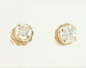Vintage 14K Diamond Stud Earrings, .40 CT Diamond Earrings Solid 14K Gold, .40 CT Diamond Studs I2 G-H, 14K Diamond Studs, Vintage Jewelry