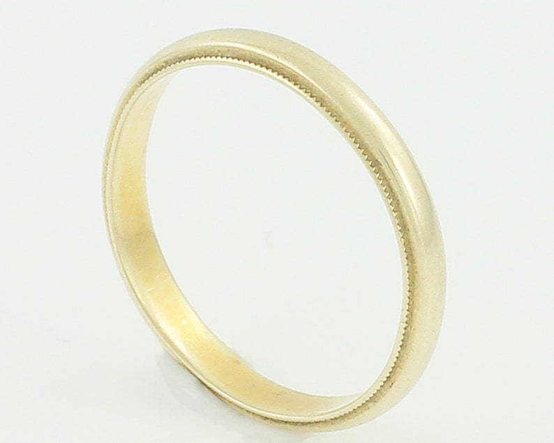 585 Yellow Gold Dome Band Ring Size 5 Vintage 14K Milgrain Edge Wedding Band Vintage Fine Jewelry